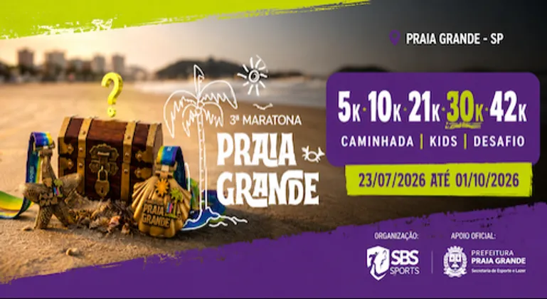 Imagem de divulgação da corrida 3 Maratona Internacional Praia Grande