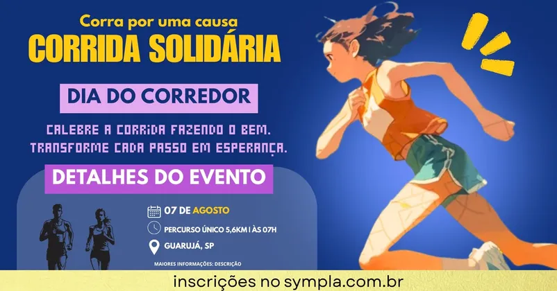 Imagem de divulgação da corrida Corrida solidária: Corra por uma causa