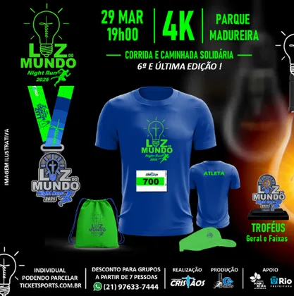 Imagem de divulgação da corrida 6ª Luz Do Mundo Night Run 4k - Solidária
