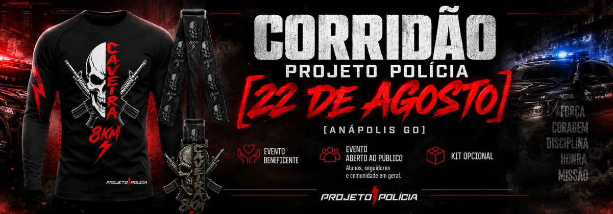 Imagem de divulgação da corrida Corridão Projeto Polícia - Etapa Caveira 2026