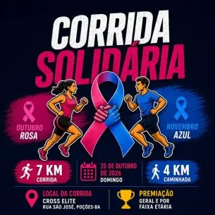 Imagem de divulgação da corrida Corrida Solidaria Outubro Rosa e Novembro Azul