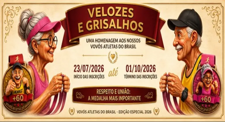 Imagem de divulgação da corrida Desafio Virtual Velozes E Grisalhos