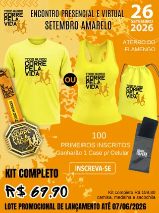 Imagem de divulgação da corrida TODO MUNDO CORRE PELA VIDA setembro amarelo 2026