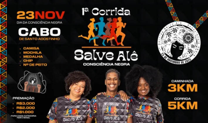 Imagem de divulgação da corrida Corrida Salve Alê - Consciência Negra