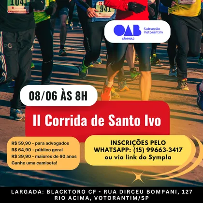 Imagem de divulgação da corrida II Corrida de Santo Ivo