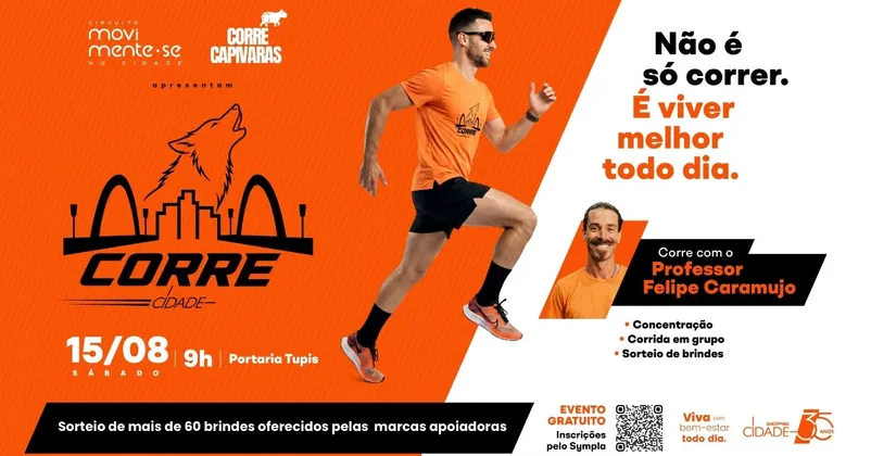 Imagem de divulgação da corrida Corre Cidade 2ª edição | Clube de Corrida do Shopping Cidade