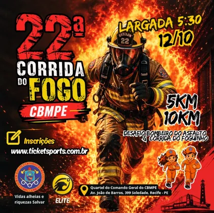 Imagem de divulgação da corrida 22ª CORRIDA DO FOGO e CORRIDA DO FOGUINHO