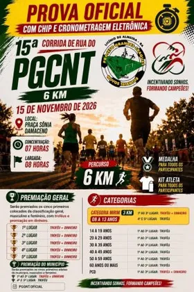 Imagem de divulgação da corrida 15a Corrida de Rua do PGCNT