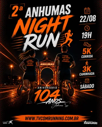 Imagem de divulgação da corrida 2ª Anhumas Night Run