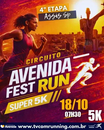 Imagem de divulgação da corrida Avenida Fest Run Etapa Assis Sp 2026