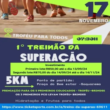 Imagem de divulgação da corrida Treinão Da Superação