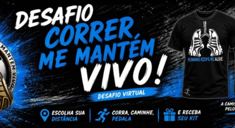 Imagem de divulgação da corrida Desafio Correr me Mantem Vivo