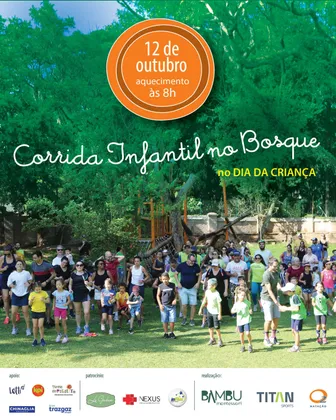 Imagem de divulgação da corrida Corrida Infantil no Bosque 2025