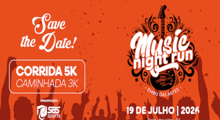 Imagem de divulgação da corrida Music Night Run  Etapa Embu Das Artes