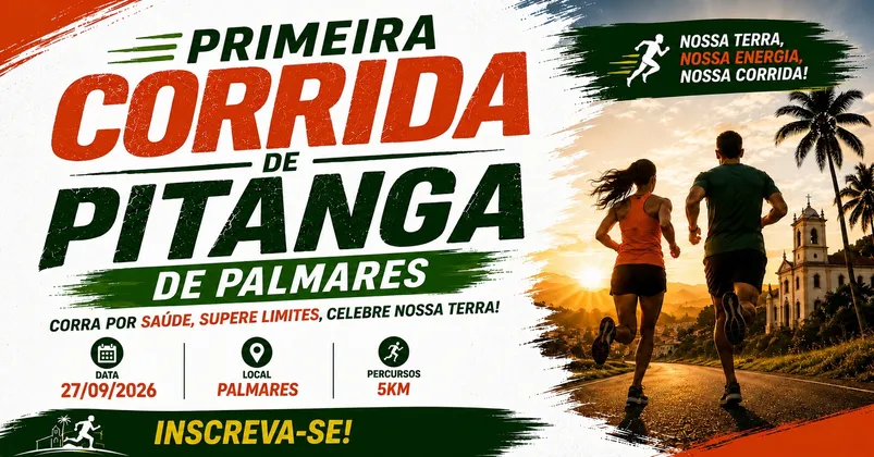 Imagem de divulgação da corrida Primeira Corrida de Pitanga de Palmares