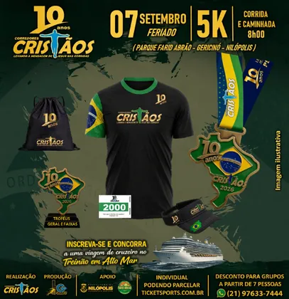 Imagem de divulgação da corrida 10° Aniversário Corredores Cristãos - 5k Corrida E Caminhada Solidária