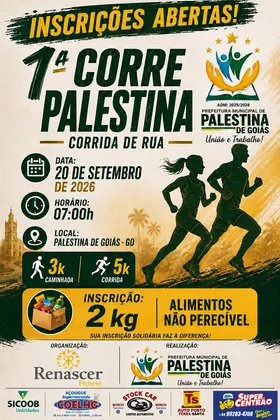 Imagem de divulgação da corrida 1º Corre Palestina
