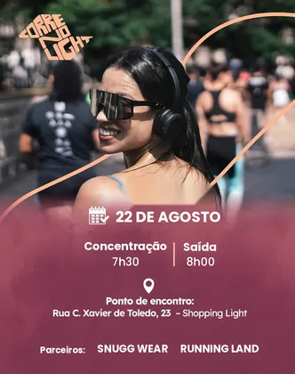 Imagem de divulgação da corrida Corre no Light - Agosto