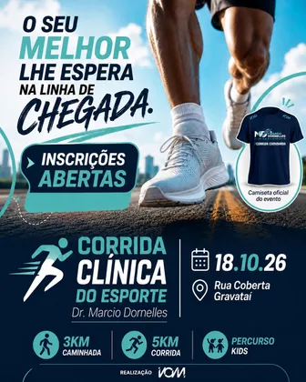 Imagem de divulgação da corrida Corrida E Caminhada Solidária Clinica Dr.Marcio Dornelles 2026