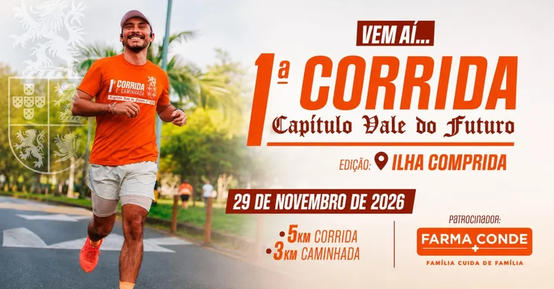 Imagem de divulgação da corrida 1° Corrida e Caminhada Capítulo Vale do Futuro n°1218