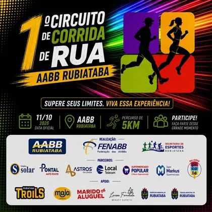 Imagem de divulgação da corrida 1º Circuito De Corrida De Rua Aabb Rubiataba