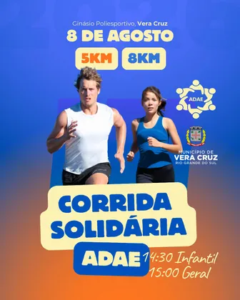 Imagem de divulgação da corrida 8a. CORRIDA SOLIDARIA ADAE
