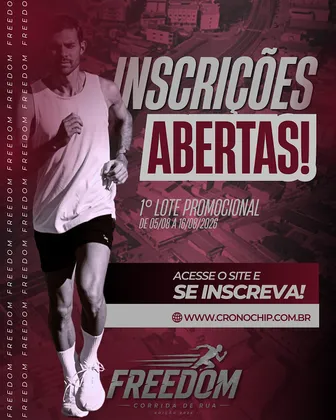 Imagem de divulgação da corrida Freedom De Corrida De Rua 2026