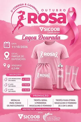 Imagem de divulgação da corrida 2ª Corrida Outubro Rosa - Lagoa Dourada