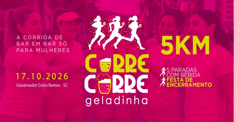 Imagem de divulgação da corrida Corre Corre Geladinha 2026
