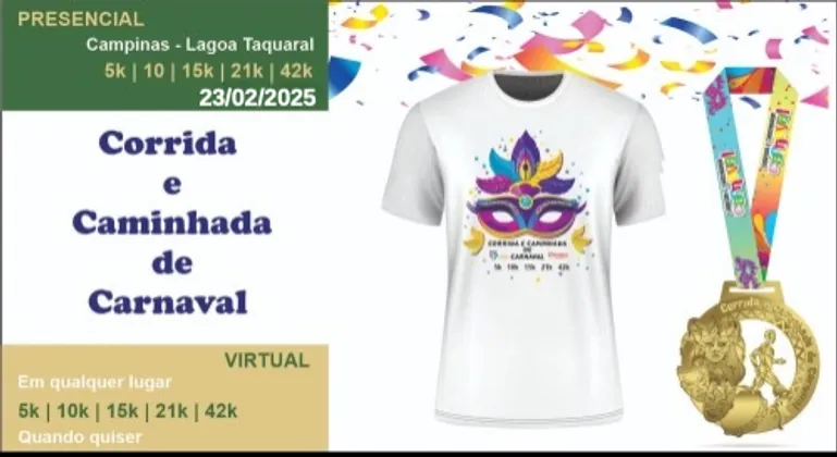 Imagem de divulgação da corrida Corrida e Caminhada de Carnaval 2025