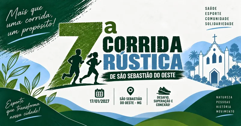 Imagem de divulgação da corrida 7ª Corrida Rústica de São Sebastião do Oeste