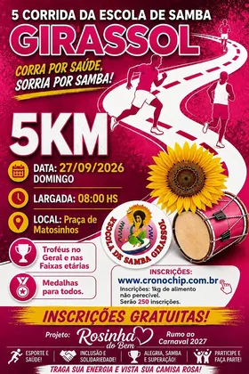 Imagem de divulgação da corrida 5ª Corrida Da Escola De Samba Girassol - 2026