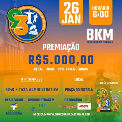 Imagem de divulgação da corrida Corrida Do Aniversário De Castanhal - 93 Anos