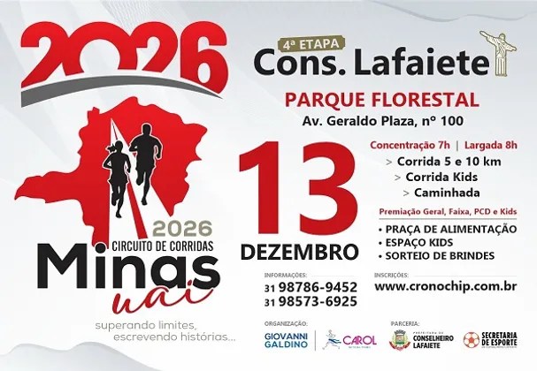 Imagem de divulgação da corrida Circuito De Corrida  Minas Uai 2026 - Conselheiro Lafaiete