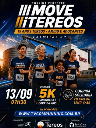 Imagem de divulgação da corrida 1ª Corrida E Caminhada Solidária Da Tereos Palmital Sp