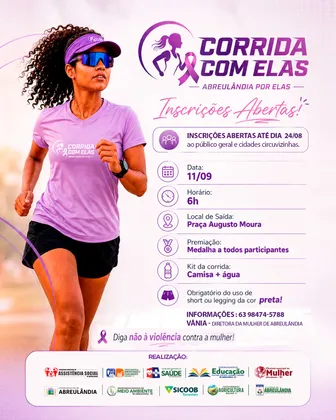 Imagem de divulgação da corrida Corrida Com Elas - Abreulândia Por Elas
