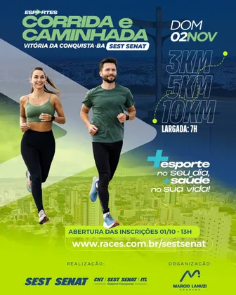 Imagem de divulgação da corrida Corrida SEST SENAT 2026 - Unidade Vitória da Conquista
