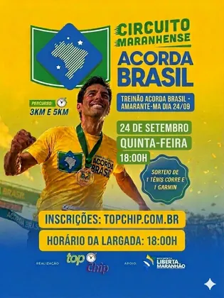 Imagem de divulgação da corrida Treinão Acorda Brasil - Amarante