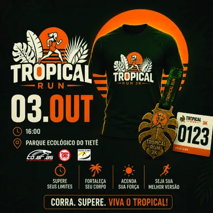 Imagem de divulgação da corrida Tropical Run 3km