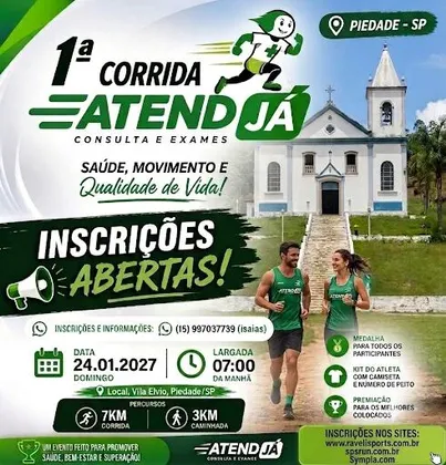Imagem de divulgação da corrida 1º Corrida Atend Já - Piedade Sp