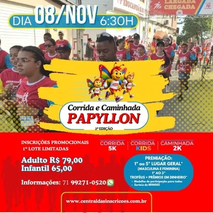 Imagem de divulgação da corrida Corrida E Caminhada EducandÁrio Papyllon 2ª Edição