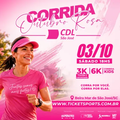 Imagem de divulgação da corrida Corrida  Outubro Rosa Cdl- Sj