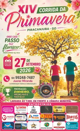 Imagem de divulgação da corrida XIV CORRIDA DA PRIMAVERA - Piracanjuba Goiás