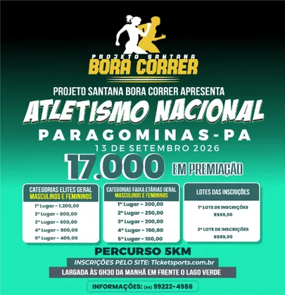 Imagem de divulgação da corrida Projeto Santana Bora Correr - Paragominas