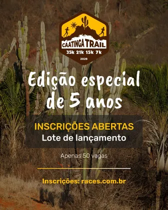 Imagem de divulgação da corrida Caatinga Trail 2026 - Edição Especial 5 Anos