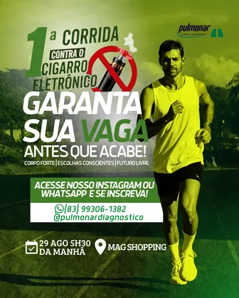 Imagem de divulgação da corrida 1ª Corrida Contra o Cigarro Eletrônico