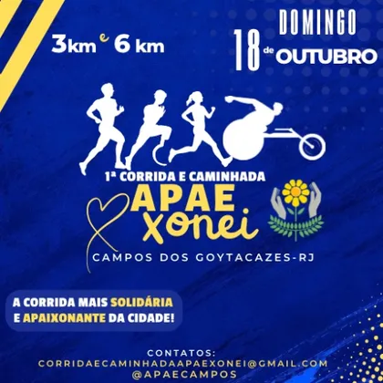 Imagem de divulgação da corrida 1ª Corrida E Caminhada - Apaexonei