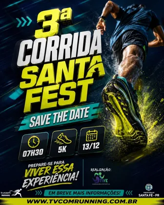 Imagem de divulgação da corrida 3ª Corrida Santa Fest
