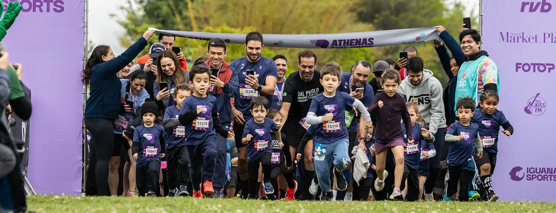 Imagem de divulgação da corrida Athenas Kids Run Longer 2026