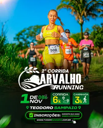 Imagem de divulgação da corrida 2ª Corrida Carvalho Running Teodoro Sampaio Sp
